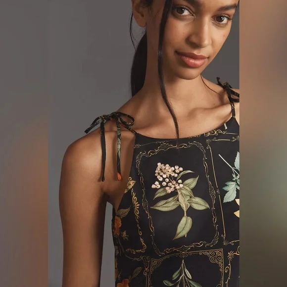 Anthropologie Tie-Neck Column Midi Dress - Picture 3 of 6